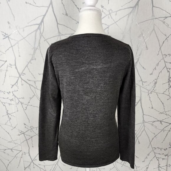 Jacob Charcoal Gray 85% Merino Wool Deep V-Neck Sweater - Picture 3 of 5